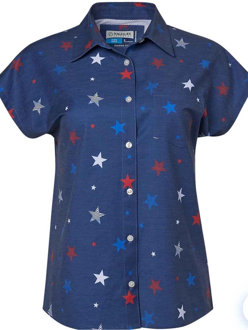 Magellan Outdoors Americana Stars Button Up Short Sleeve Shirt Size XL or XXL 🆕